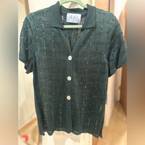 Calle Del Mar- Short Sleeve Patchwork Shirt in Pine